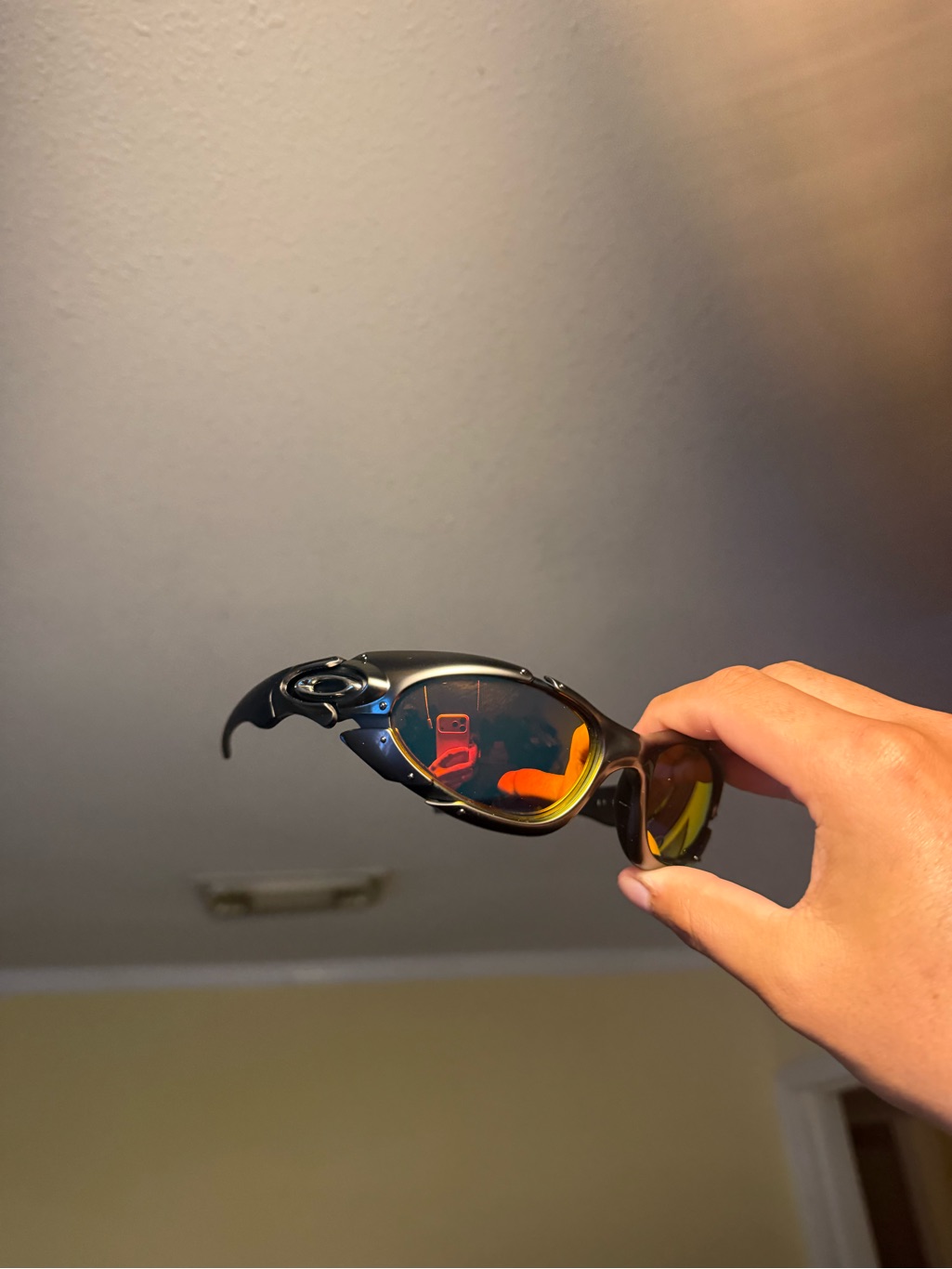 Men's Black Sunglasses With Orange Mirrored Lenses Oakleys
